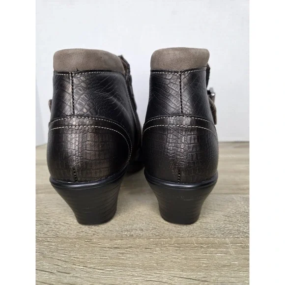 Orthofeet Bioheel Emma Ankle Boots Brown Taupe Leather Buckle Heel Size 9 X-wide - Picture 7 of 16